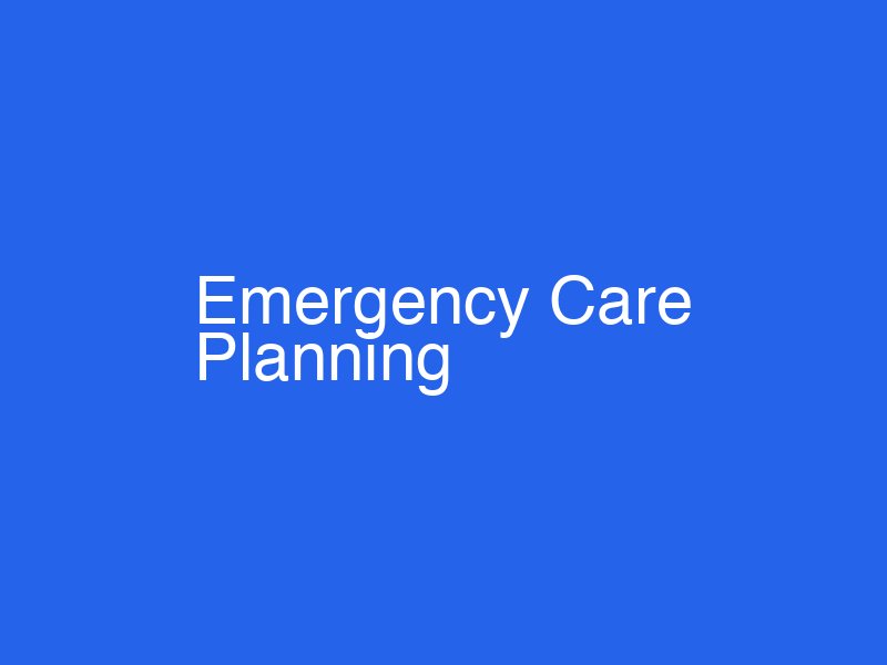Emergency care planning consultation